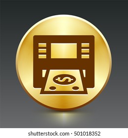 ATM Machine on Gold Round Button