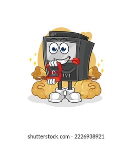 the ATM machine propose with ring. cartoon mascot vector