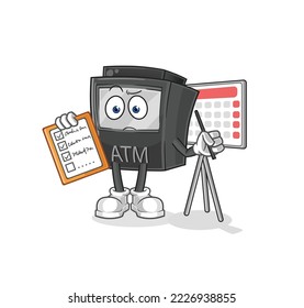 el vector de lista de programación del equipo ATM. personaje de caricatura