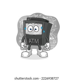the ATM machine thinking hard vector. cartoon character
