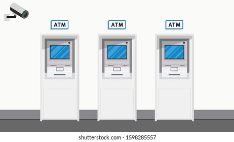 ATM machine vector. closed circuit camera vector. free space for text. wallpaper.