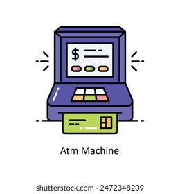 Atm Machine vector filled outline icon style illustration. Symbol on White background EPS 10 File