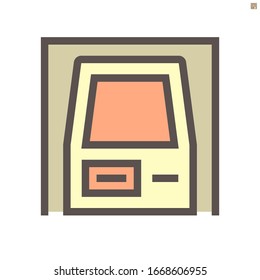 Diseño de iconos vectoriales de máquina Atm para el diseño gráfico financiero, 48x48 píxeles perfecto y editable trazo.