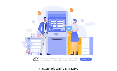 ATM Machine Vector Illustration Concept , Suitable for web landing page, ui, mobile app, editorial design, flyer, banner, and other related occasion