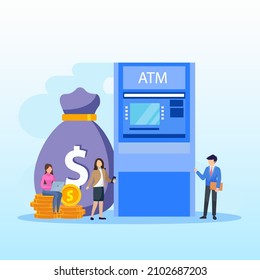 ATM Machine Vector Illustration Concept, Flat vector template Style Suitable for Web Landing Page.