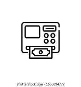 Illustration der Vektorillustration der ATM-Maschine. Symbol für Unternehmen und Finanzen 