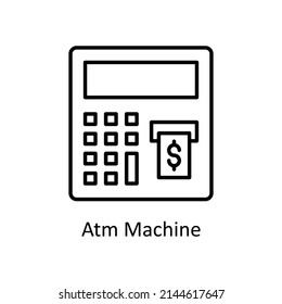 Atm Machine vector outline icon for web isolated on white background EPS 10 file