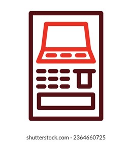 Atm Machine Vector Thick Line Two Color Icons For Personal And Commercial Use.
