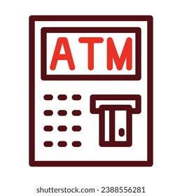 ATM Machine Vector Thick Line Two Color Icons For Personal And Commercial Use.
