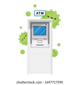 ATM machine vector. Virus on ATM machine. free space for text. wallpaper.