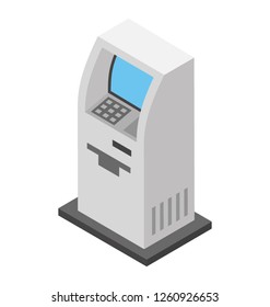 Atm machine to withdraw cash isometric icon design