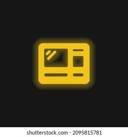 ATM Machine yellow glowing neon icon