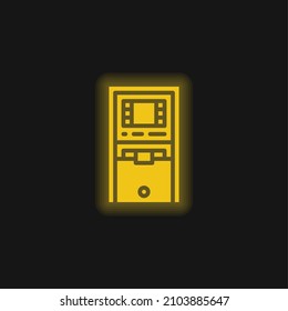 Atm Machine yellow glowing neon icon