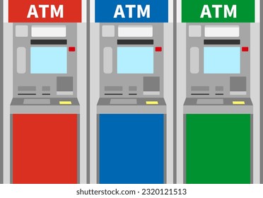 ATM machines isolated vector illustration.