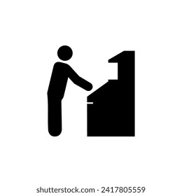 Atm and Man flat vector icon. Simple solid symbol isolated on white background