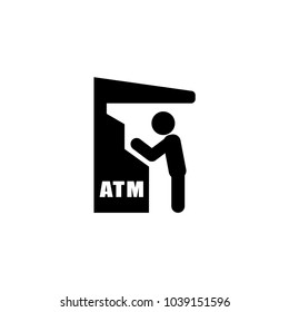 Atm and Man vector icon. Simple flat symbol on white background
