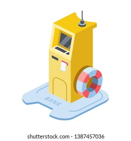 ATM, map marker 3d vector, icon isometric, minimalism illustration