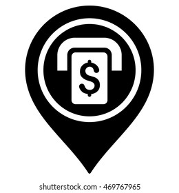 ATM Map Marker icon. Vector style is flat iconic symbol with rounded angles, black color, white background.