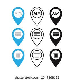 ATM und Karte PIN Icon Set Vektordesign.