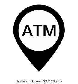 ATM map pin silhouette icon. Vector.