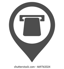 ATM Map Pointer icon. Vector style is flat iconic symbol with rounded angles, gray color, white background.