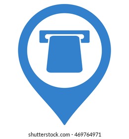 ATM Map Pointer icon. Vector style is flat iconic symbol with rounded angles, cobalt color, white background.