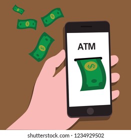 ATM mobile phone in hand