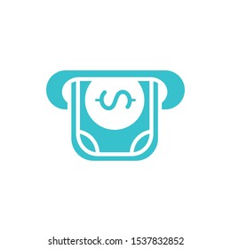 atm money cash business finance color silhouette vector illustration
