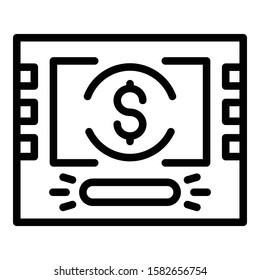 Atm money icon. Outline atm money vector icon for web design isolated on white background