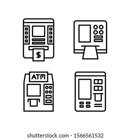 ATM, money machine icons set line design