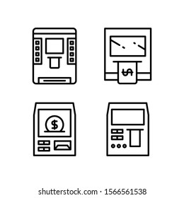 ATM, money machine icons set line design