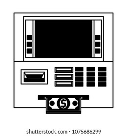 ATM money machine on black and white