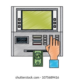 ATM money machine scribble