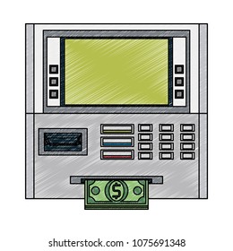 ATM money machine scribble
