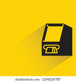 atm money machine with shadow on yellow background