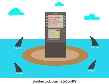 ATM on island Vector illustration