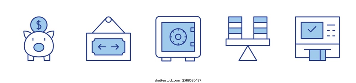 atm, open, safe deposit, saving, stability. Banking Icon vector illustration. Line Duotone style. Editable stroke.