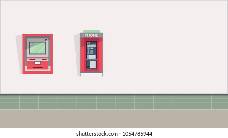 ATM and pay phone vector. free space for text. wallpaper. background.