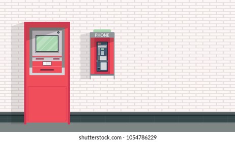 ATM and pay phone vector. free space for text. wallpaper. background.