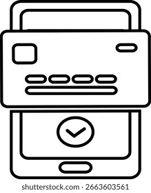 El icono de la tarjeta de pago ATM se coloca en la pantalla del teléfono inteligente indicando que la transacción se ha procesado con éxito.