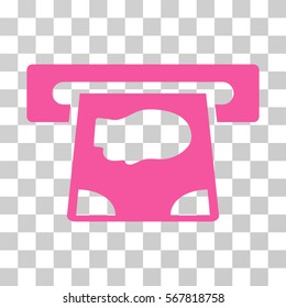 ATM Payment icon. Vector illustration style is flat iconic symbol, pink color, transparent background. Designed for web and software interfaces.