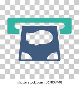 ATM Payment icon. Vector illustration style is flat iconic bicolor symbol, cobalt and cyan colors, transparent background. Designed for web and software interfaces.