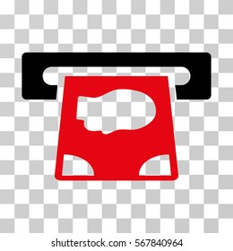 ATM Payment icon. Vector illustration style is flat iconic bicolor symbol, intensive red and black colors, transparent background. Designed for web and software interfaces.