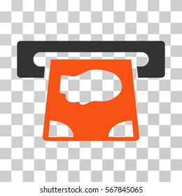 ATM Payment icon. Vector illustration style is flat iconic bicolor symbol, orange and gray colors, transparent background. Designed for web and software interfaces.