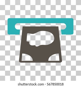 ATM Payment icon. Vector illustration style is flat iconic bicolor symbol, grey and cyan colors, transparent background. Designed for web and software interfaces.