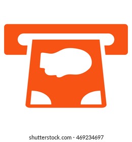 ATM Payment icon. Vector style is flat iconic symbol with rounded angles, orange color, white background.