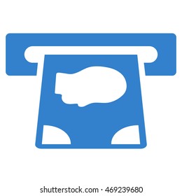ATM Payment icon. Vector style is flat iconic symbol with rounded angles, cobalt color, white background.