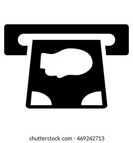 ATM Payment icon. Vector style is flat iconic symbol with rounded angles, black color, white background.