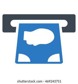 ATM Payment icon. Vector style is bicolor flat iconic symbol with rounded angles, smooth blue colors, white background.