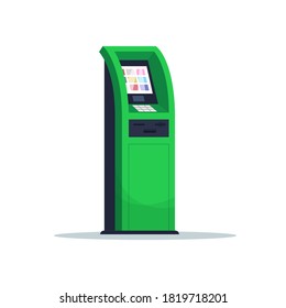ATM for payment semi flat RGB color vector illustration. Terminal for financial operation. Automatic machine for payment. Self serving kiosk isolated cartoon object on white background